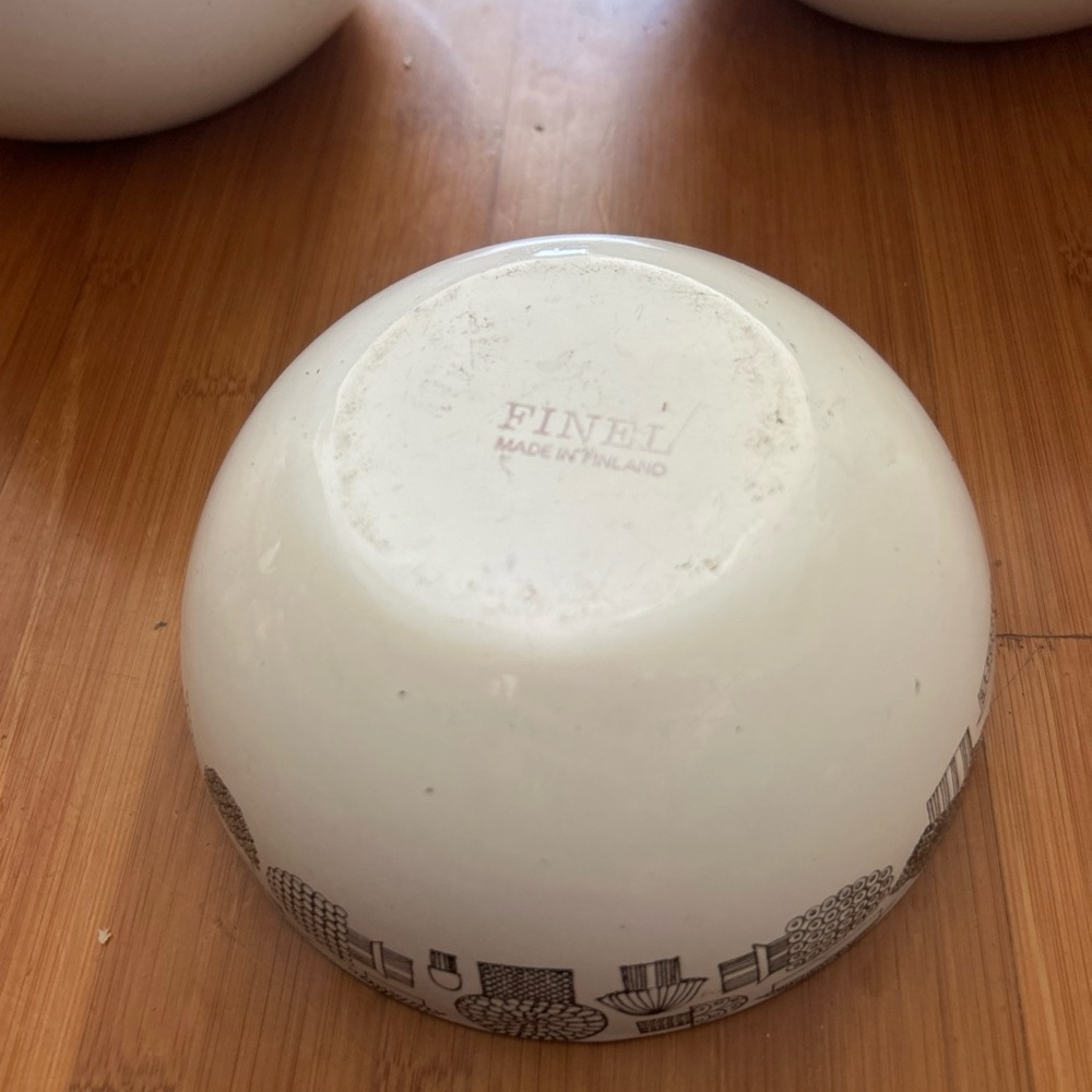 Vintage Finel Kaj Franck Enamelware Mushroom small Bowl, 1960s